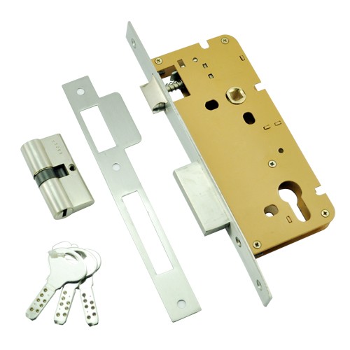 85mm SS Mortise Lock with Euro Profile or D/C Keyhole 